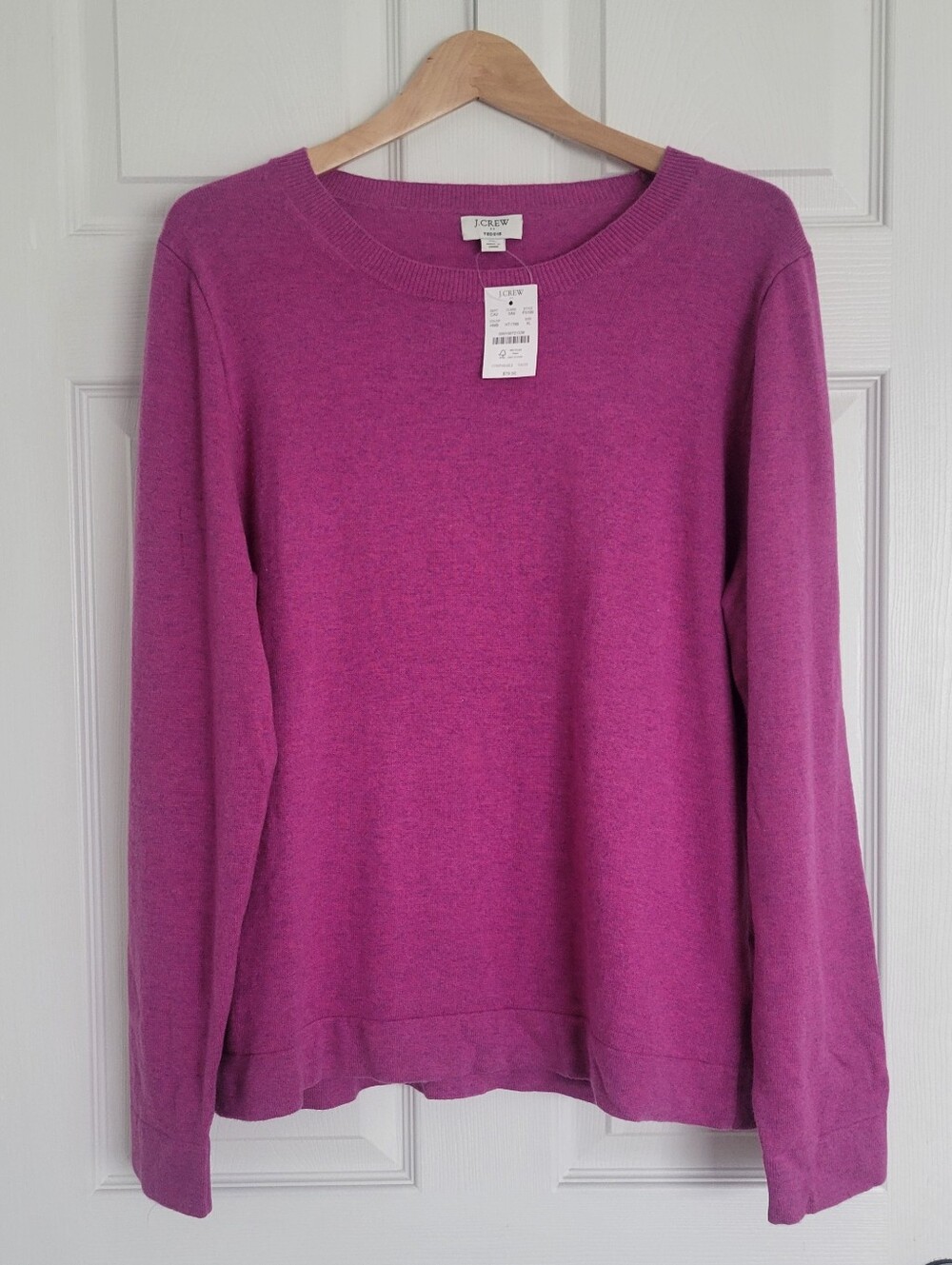 J. Crew Magenta Wool Blend Teddie Crewneck Sweater